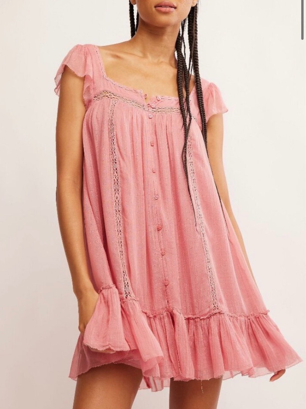 FREE PEOPLE Olivia Dress / Flamingo‎ Pink (NWT)